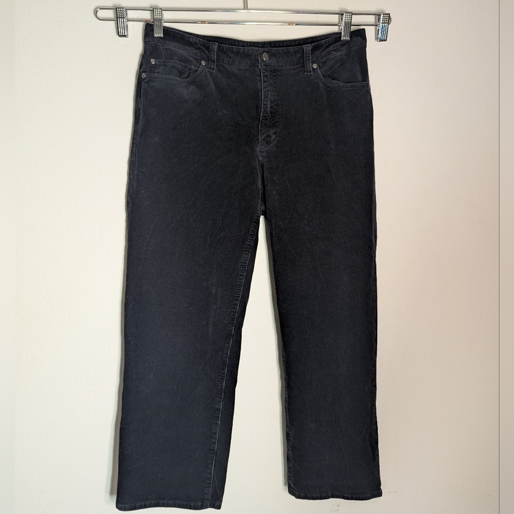 Eileen Fisher Womens Corduroy Pants Black Quiet Luxury‎ Straight Leg 5 Pocket 12
